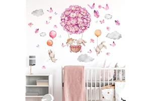 HaoFuJi Pegatinas de Pared Flores Niña Adhesivos Vinilos Pared Infantil Nube Mariposa Decoracion Comedor Habitación Niños Bebés Niña Infantiles Guardería Dormitorios Salon