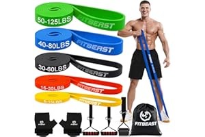 FitBeast Resistance Bands Set, Exercise & Pull Up Bands with Gloves & Door Anchor for Strength Training, Home Workouts