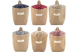 Lifreer petits paniers de rangement pliables en coton et lin avec poignée pour jouets, maquillage, clés, petits objets