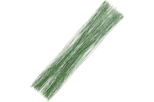 MOMAHUA 100 Pièces Fil de Fer Fleur Vert Clair,40cm 20# Tige de Fleuriste pour Bricolage et Travaux Manuels,Stem Wire Florist Wire pour Bouquets, Arrangements Floraux et Décorations