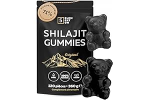 5 ELEMENTUM Gummies Shilajit – 120 gummies – 100% d’acide fulvique – Vegan – Sans sucre