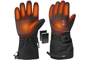 Longgoearn Beheizbare Handschuhe, 5000mAh Akku USB Wiederaufladbare Heizhandschuhe für Damen und Herren, 3 Heizstufen, wasserdichte Motorradhandschuhe zum Skifahren, Radfahren und Wandern