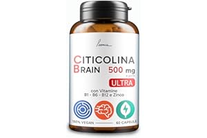 Citicolina Pura 500mg Integratore Per Migliorare Memoria e Concentrazione Con Zinco Vitamina B6 B1 B12 per Adulti Studenti Lavoratori e Ragazzi 60 Capsule Poemia