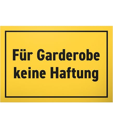 Selbstklebendes Schild 'Für Garderobe Keine Haftung' – Einfach Andrücken & Fertig, 160x40 Mm Aus Kratzfestem Kunststoff