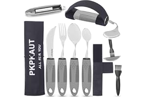 PKPKAUT Adaptacyjne przybory dla starszych pacjentów z chorobą Parkinsona, obciążone przybory do drżenia rąk, sztućce do jedzenia z chorobą Parkinsona dla osób niepełnosprawnych, obciążone sztućce do drżenia rąk i artretyzmu