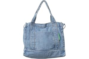 LYEAA Borse a tracolla in denim Borsa da libro per studenti di moda con cinturino regolabile di grande capacità multi-tasche portatili per ragazza adolescente