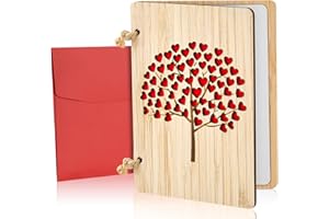 Vicloon Carte de Voeux en Bois, Carte Cadeau Faite à la Main, Cartes Anniversaire en Bambou avec Enveloppes pour Cadeaux de Saint-Valentin Mariages Fête Mères Noël-Arbre d'amour