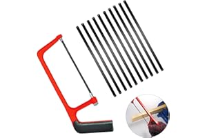 YSUY Red Adjustable Junior Hacksaw with 10 Blades, Heavy Duty Metal Saw for Cutting PVC, Wood, and Shingles, Mini Hand Saw for Precise Cuts, Ideal for DIY Projects, Hacksaw for Metal Cutting