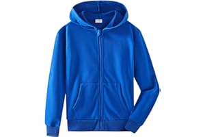 Spring&Gege Niños Niñas Color Sólid Sudadera con Capucha Hoodie Chaqueta con Cremallera de Chándal en Algodón