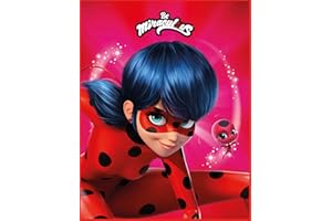 BERONAGE Miraculous Ladybug dywan do pokoju dziecięcego, motyw gwiazd, czerwony/różowy, 100 x 130 cm, antypoślizgowy, tłumiący hałas, z kreskówki, do zabawy dla dziewczynek