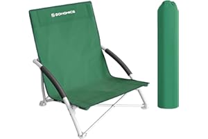 ‎SONGMICS SONGMICS High Back Beach Chair, Portable Folding Chair, Folding Camping Chair, Lightweight, Comfortable and Heavy Duty, Outdoor Chair with Carry Bag