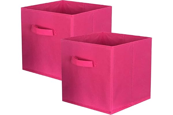 powerking Bacs de rangement, cubes de rangement pliables en tissu et tiroir de rangement en tissu pour placard et jouets Fuchsia