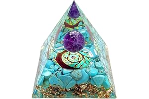 ycyingcheng Moonstone Crystal Orgone Pyramid Ogan, Crystal Energy Tower Nature Reiki Chakra Crushed Stone Jewelry Flower of Life, Pyramid Ogan Crystal Energy Tower Nature Reiki Chakra Crushed Stone