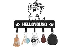 Lvjkes Portachiavi da parete, Porta chiavi da muro per casa Con 5 ganci, Uso multiuso, Adatto per camere da letto, ingressi, garage (Gattino)