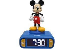 LEXIBOOK, Disney, Mickey Despertador con luz Nocturna, Sonidos y melodías, Pantalla LCD retroiluminada, Luminoso, Snooze, Azul (RL800MCH)