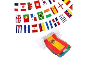 jijAcraft Drapeaux de 200 Pays Guirlande Drapeaux du Monde 14 * 21cm, Décoration pour Bar, Restaurant, Grande Ouverture, Célébrations Sportives Internationales (50 mètres)