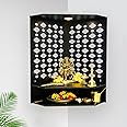 Ekhasa Wooden Pooja Mandir for Home Wall Mounted | Wooden God Temple for Home | Pooja Stand for Home | Puja Mandir for Home | Pooja Unit for Home with LED Spotlight | Corner Temple for Office