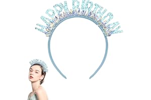 FALAFOTY Birthday Party Headband Cute Birthday Crown Party Hats for Women Girls, Laser Sequined Alphabet Headdress, Party Decoration Party Tiara for Children Birthday Party Supplies Perfect Gifts
