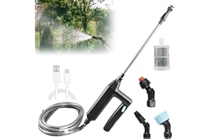 GAOUTO Pulverizador eléctrico para plantas, pulverizador a presión con batería, varilla de riego con 3 boquillas ajustables y manguera de 3 m, varilla pulverizadora recargable y portátil para jardín