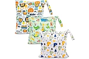 HOTLIKE Wetbag, Nassbeutel, 3 Stück Windeltasche Wickeltasche, Nasstaschen Wiederverwendbare Organiser Beutel Waschbar mit Reißverschluss für Baby Kleinkind Reisen Gym (Orange)