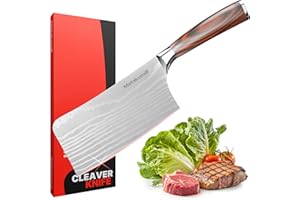 Matakumi Mannaia da Cucina 18 cm Lama – Coltello da Cucina Professionale Extra Affilato in Acciaio Inossidabile Damast Stil, Mannaia da Macellaio, Coltello Mannaia Cinese