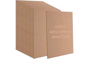 AHAQU 15PCS A3 MDF Wood Boards 4mm Thick Wood DIY Craft Project Board, 42 x 30cm MDF Blank Sheets for Painting, Modelling, Engraving, Fretwork, Arts