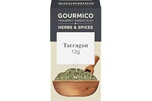 GOURMICO Dried Tarragon, An Ideal Herb for Soups, Salads & Meat Dishes or Partnered with Vinegar, Pickles and Chutneys. Suitable for Vegetarians and Vegans, 12g Pack
