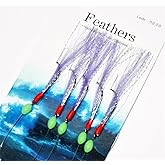 FLADEN Fishing - Single Packs of White Lightening 5 Hooks Purple Sea Feathers Fishing Lure Rigs - Hook Size 3/0 - Excellent D