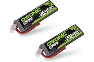 OVONIC 2s Batterie Lipo 5200mAh 100C 7.4V Custodia Morbida con Connettore per RC Elicottero RC Auto Camion Barca Hobby (2 pezzi)