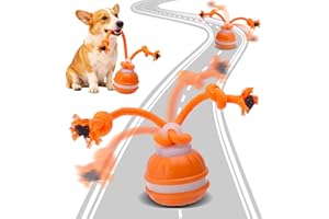 BAFANGLAIUK Interactive Dog Toys, Active Rolling Ball with Tail for Dogs, Moving Dog Ball, Interactive Dog Toys for Boredom,USB Rechargeable Chew-Proof Smart Avoidance Moving Dogs Ball,for Puppy,Small,Medium Dogs