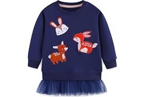 LANGUBABY Mädchen Sweatshirt für Kinder Weihnachten Cartoon Pullover Baumwolle Langarm Top Größe 92-122, 1-7 Jahre