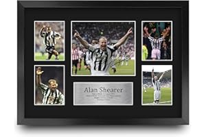 HWC Trading FR A3 Alan Shearer Newcastle United Gifts - Foto de autógrafo firmada para aficionados al fútbol y partidarios – A3 enmarcado