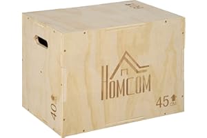 ‎HOMCOM HOMCOM 3-in-1 Plyo Box Holz Plyometrische Sprungbox mit 3 Sprunghöhen Griffen Step-Up Jumping Box Plyometric Platform Fitnessgerät für Plyometrisches Training Workout Fitnessstudio