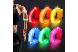 TranRantic LED Light Up Armbands, Reflective Wristbands with Flashing Lights, Running Safety Lights for Night Runners Jogging Dog Walking, Glow in The Dark Bracelets for Party