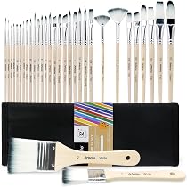10er Set Rundpinsel Aus Ziegenhaar - Acryl, Aquarell & Ölmalerei, Holzgriff, Länge 16-20 Cm, Für Künstler & Anfänger