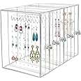 Discoball Acrylic Earrings Organiser, Acrylic 5 Panels Earrings Holder Dustproof Jewellery Organiser Display Earring Display Stand