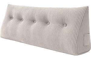 ‎CHILLY PILLEY chilly pilley® Stützkissen Cord Rückenkissen Lesekissen Bettkissen Wandkissen Keilkissen Bettstützkissen viele Farben, 140x50x20 (Creme)