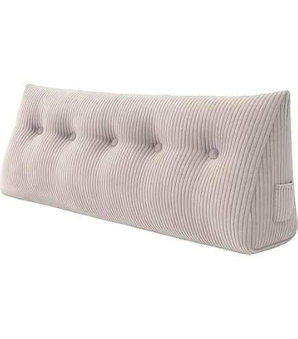 Gutekissen® Rugkussen - leeskussen voor bed en bank - wigkussen - rugkussen voor de muur - zitkussen - wandkussen - met telefoontasje (Beige Tilia, 120 cm