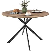 HOMCOM Round Dining Table for 4 People &Oslash;120x75cm Dark Brown | Industrial Kitchen Table, Steel Structure