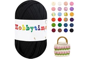 Naturezhen 5 Pezzi Fettuccia per Borse a Uncinetto, 500g Filato Maglieria Filato Grosso 3mm per Ferri e Uncinetto, Fai da Te, Decorazioni, Artigianato, Borse Coperte Scarpe (Nero)