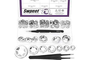 Swpeet 160pcs 7 storlekar M3 M4 M5 M6 M8 M10 M12 304 Rostfritt stål Intern Tand Star Lock Washers med Pincet Kit, Push-On Låsningshastighetsklipp, Snabba hastighetsklipp Behållande klipp Fastener