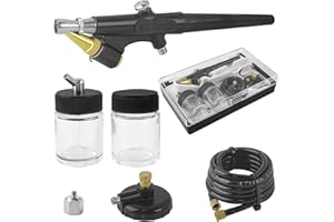 CHOONJIN Kit de Aerografo Profesional, Airbrush con Adaptador de Entrada de Aire e Interruptor de Presión de Aire, para Modelismo, Maquillaje, Pintura de Automóviles (1)