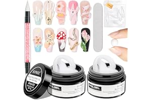 SUPWEE Stały żel do paznokci, nieprzywierający, 2 sztuki, biały, żelowy 3D, rzeźba do rzeźbienia wzorów, tłoczenia, twarda do paznokci, manicure, 14 g