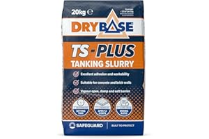 Drybase TS-PLUS Tanking Slurry (20kg) | Cementitious Waterproofing Internal/External Damp-Proofing Treatment | Frost/Heat-Resistant Damp & Salt Barrier | Breathable Coating