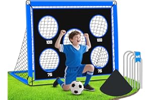 EXTFANS 2-in-1 Fußballtor für Kinder | Faltbares Soccer Tor mit 5 Zielscheiben & Tragetasche | Robuster Outdoor Fussballtore mit 4 Heringen für Garten, Strand, Park