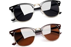 Joopin Occhiali da Sole Uomo Donna Polarizzati Protezione UV Vintage Specchio Classico Rettangolari Quadrati Occhiali da Sole Mezza Montatura