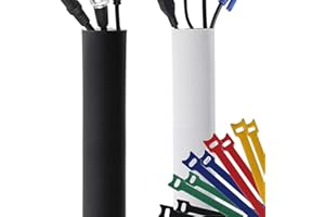 PROMASTER Guaina Nascondi Organizza e Raccogli Cavi, Qualità Premium per Cable Management di Cavi TV a Parete, Scrivania, Computer, Ufficio, Casa - Regolabile DIY in Neoprene, Reversibile Bianco Nero, 305cm