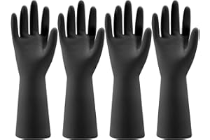 Bamllum 4 Paar Gummi-Küchen-Geschirrhandschuhe, wiederverwendbare Haushalts-Reinigungshandschuhe zum Geschirrspülen und Reinigungsaufgaben, flexibel, langlebig und rutschfest (klein, schwarz)