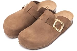 Yokono Zuecos planos de mujer de piel ZUECO-650 MARRON | Zapatos mujer Primavera-Verano | Piel vacuna Serraje | 2 CM