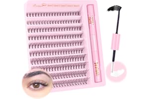 Parriparri Kit Extensiones de Pestañas Individuales con 2 in 1 Bond&Seal 20D C Curl Naturales Kit de Pestañas Postizas Pelo a Pelo DIY Profesional Cluster Lashes